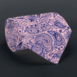 Navy Blue & Light Pink Floral Paisley Pattern Tie<br><div class="desc">Elegant light pink background (changeable) with navy blue vintage floral paisley damasks pattern. Adjustable size of the print and background colour.</div>