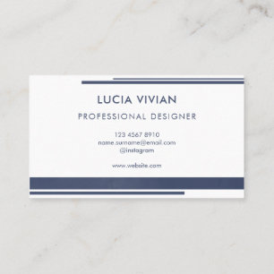 Navy Blue Line Style Minimalist Modern Business Card