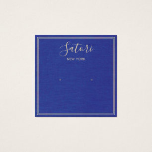 Navy Blue Linen Signature Stud Earring Display