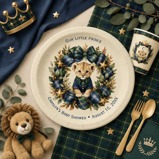 Navy Blue Little Prince Baby Boy Baby Shower | Paper Plate