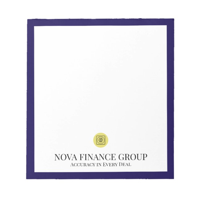 Navy Blue Logo Elegant Office Memo Pad notepad (Front)