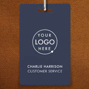Navy Blue Logo ID Modern Business Employee Staff ID Badge