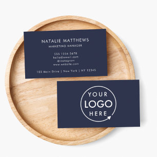 Navy Blue Logo   Minimalist Professional Corporate Business Card