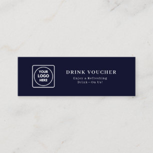 Navy Blue Logo Modern Corporate Drink Voucher Mini Business Card