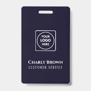 Navy Blue Logo Modern Professional Employee ID Badge