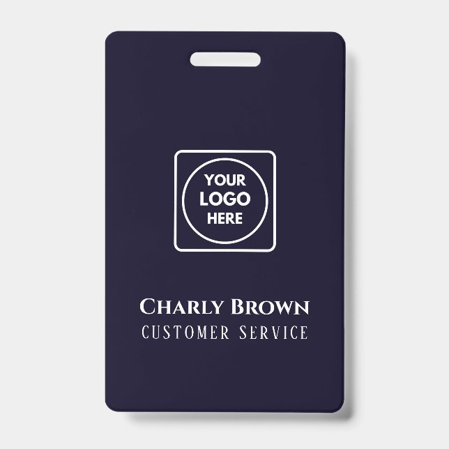 Navy Blue Logo | Modern Professional Employee ID Badge (Front)
