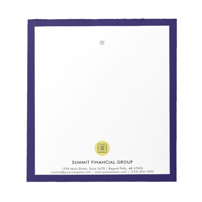 Navy Blue Logo Office Branding Memo notepad (Front)