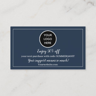 Navy Blue Logo Thank you Business Reward Punch Loyalty Card