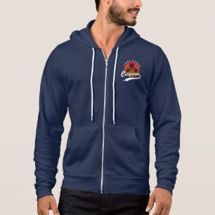Navy Blue Long Beach Fleece Zip Hoodie