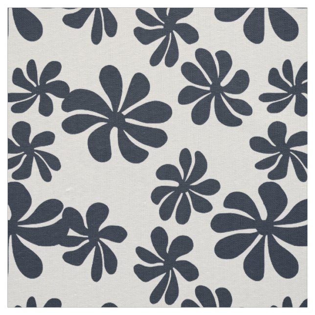 Navy blue loopy flowers w/custom background colour fabric (Swatch)