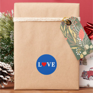 Navy Blue LOVE Classic Round Sticker