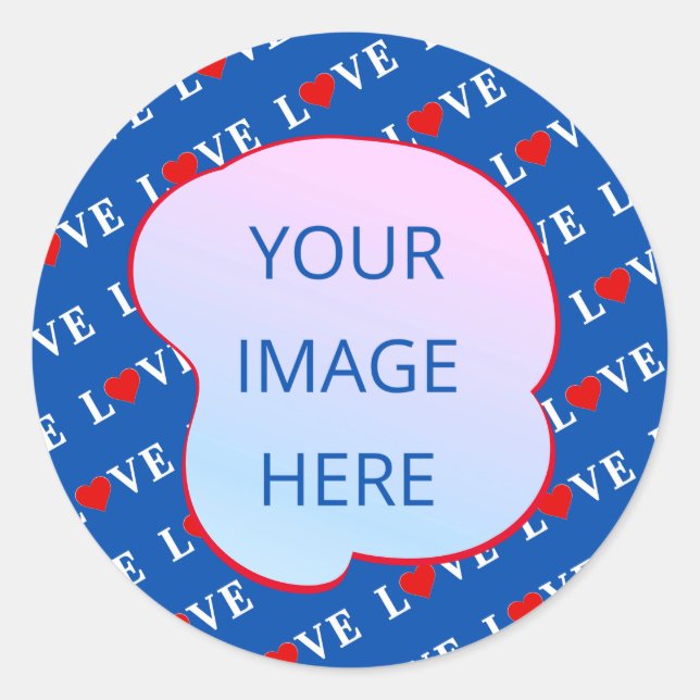 Navy Blue LOVE Heart Classic Round Sticker (Front)