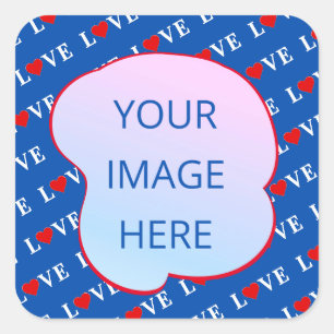 Navy Blue LOVE Heart Square Sticker