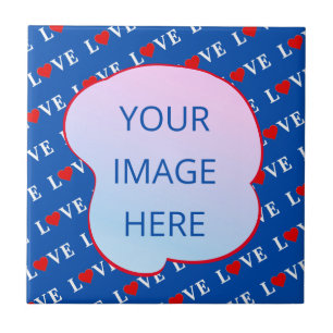 Navy Blue LOVE Heart Tile