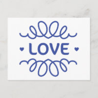 Navy Blue Love Hearts Blank Greeting Postcard