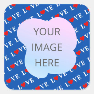 Navy Blue LOVE Retro Elegant Square Sticker