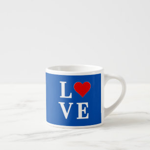 Navy Blue LOVE Retro Stylish Espresso Cup