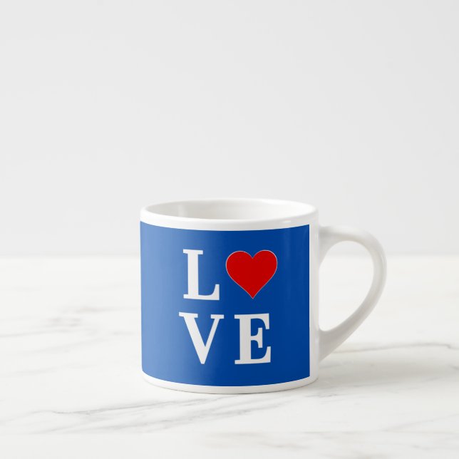 Navy Blue LOVE Retro Stylish Espresso Cup (Right)