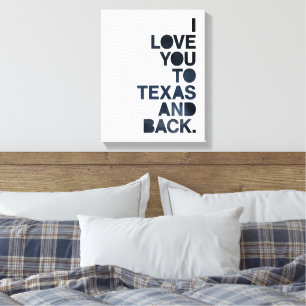 Navy Blue Love You To Texas and Back Canvas Print