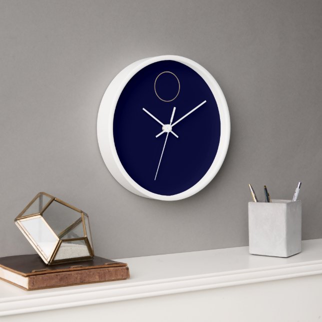 Navy Blue Luxury Gold Monogram Clock (Office)