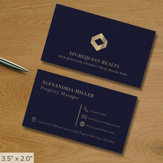 Navy Blue Luxury Logo Business Card (Creator Uploaded)