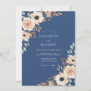 Navy Blue Majestic Autumnal Wedding Invitation