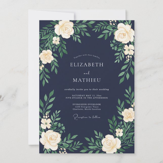 Navy Blue Majestic Midnight Wedding Invitation (Front)