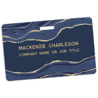 Navy Blue Marble Agate Geode Gold Business Name ID