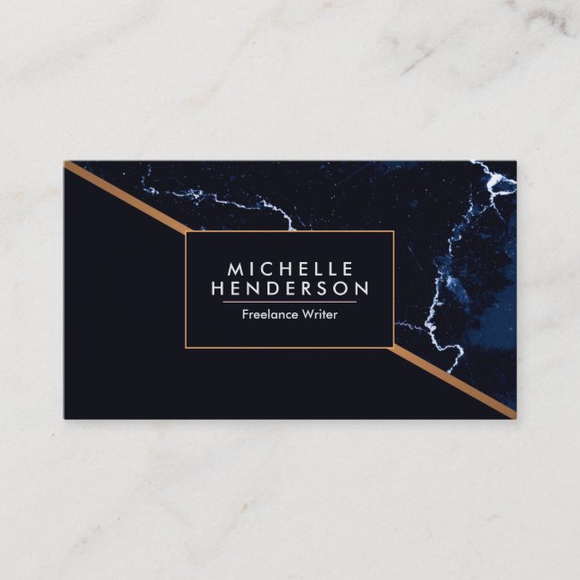 Navy Blue Marble Business Card (Front)