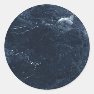 Navy blue marble classic round sticker