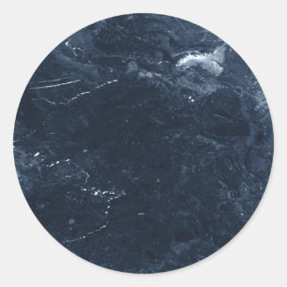 Navy blue marble classic round sticker