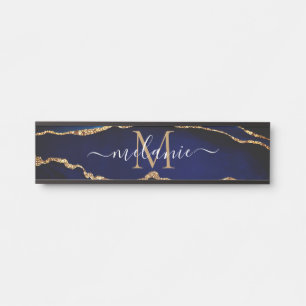 Navy Blue Marble Custom Letter Name Door Sign