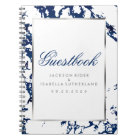 Navy Blue Marble, Silver & White  - Guest Book