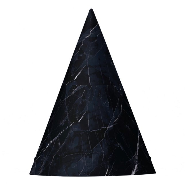 Navy blue marble: stone texture. party hat (Front)