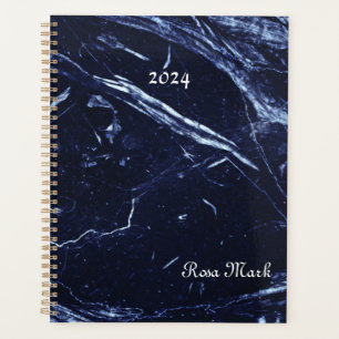 Navy Blue Marble Swirl Customised Planner
