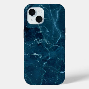 Navy Blue Marble Texture iPhone 15 Case