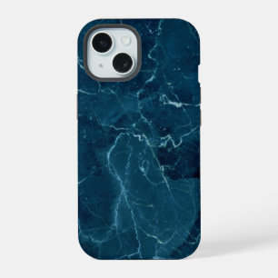Navy Blue Marble Texture iPhone 15 Case