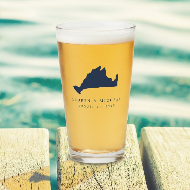 Navy Blue Martha's Vineyard Wedding Favour Glass (Creator Uploaded)