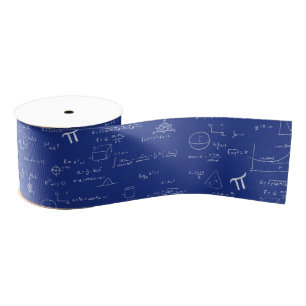 Navy Blue Math Formulas Grosgrain Ribbon
