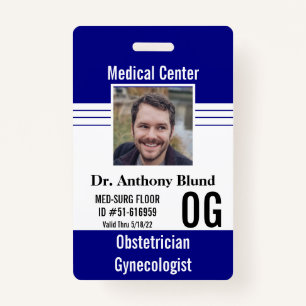 Navy Blue Medical Security ID Name tags Modern ID Badge