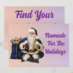 Navy Blue Meditating Santa Holiday Card -Spiritual