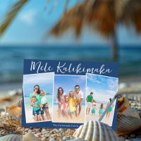 Navy Blue Mele Kalikimaka 3 Beach Photo Christmas