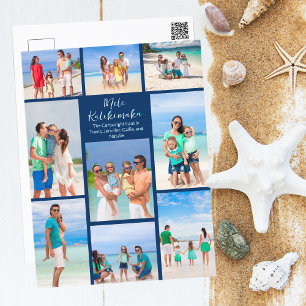 Navy Blue Mele Kalikimaka Photo Collage Beach Holiday Postcard