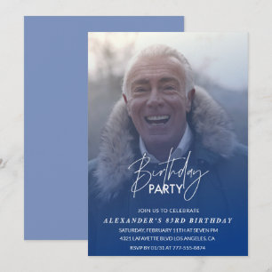 Navy blue Men Photo 83rd birthday party Invitation