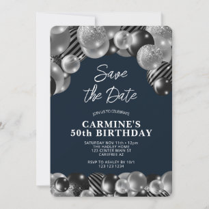 Navy Blue Men's 50th Birthday Invitation