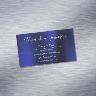 Navy Blue Metallic Foil Modern Business Magnetic Business Card