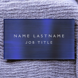 Navy Blue Metallic Foil Modern Business Name Tag