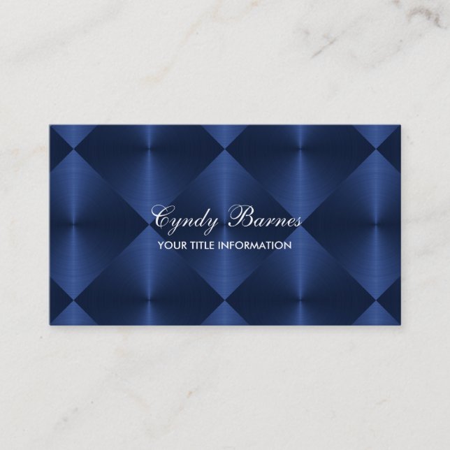 Navy Blue Metallic Look Diamond Tiles Business Card (Front)
