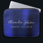 Navy Blue Metallic Monogram Business Professional Laptop Sleeve<br><div class="desc">Modern Navy Blue Faux Metallic Stainless Elegant Monogram Promotional Laptop Bag or Sleeve Promotional (promo) advertisement Case. This classy professional business computer case can be customised to include your monogrammed script signature name and job title profession or position.</div>
