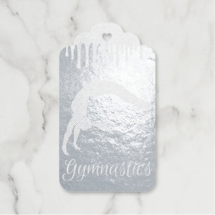 Navy Blue Metallic Silver Sparkle Gymnastics Gift Tags